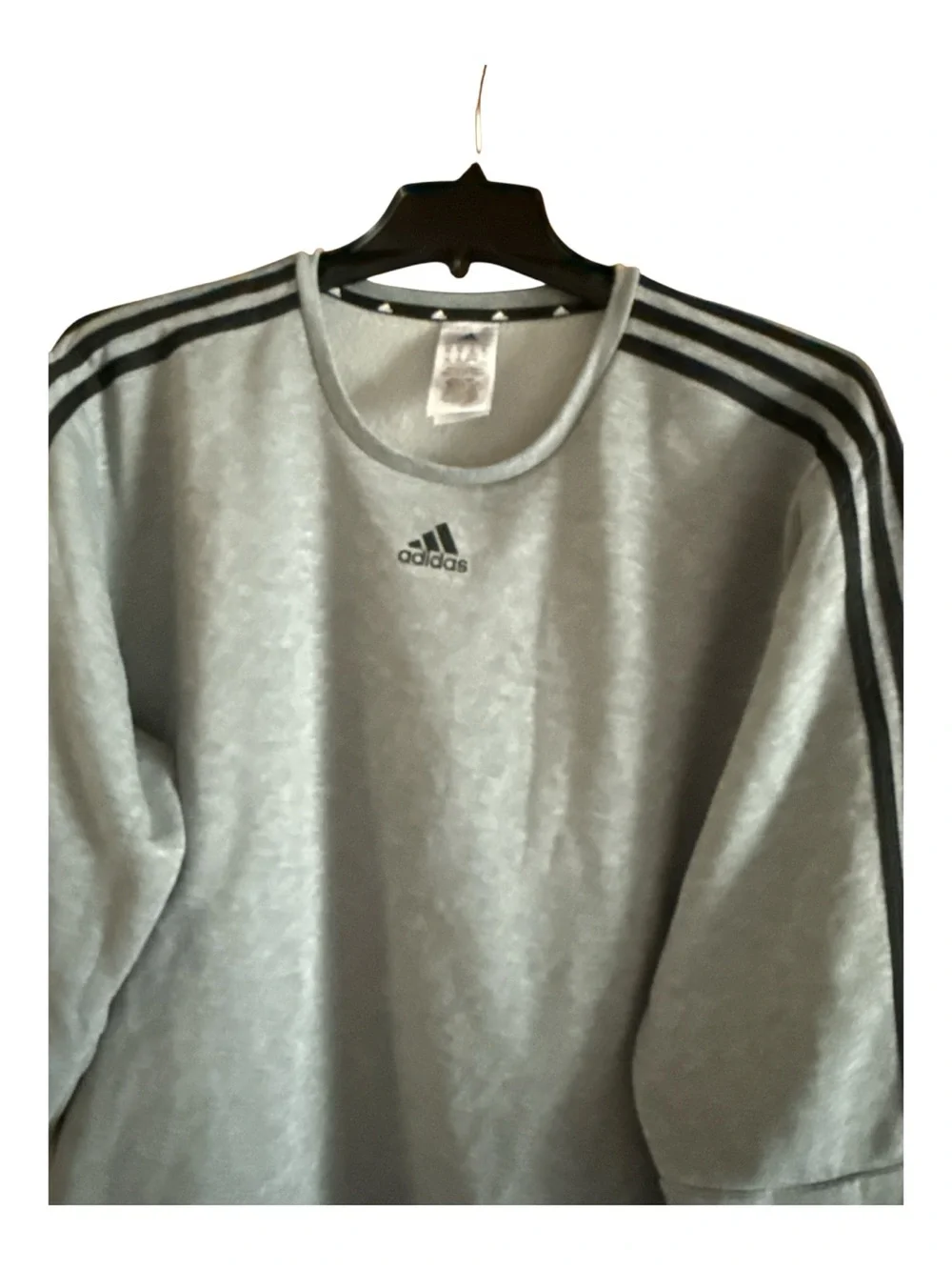 Adidas‎ Essentials 3 Stripes Gray Fleece Crewneck Sweatshirt Mens XL Logo